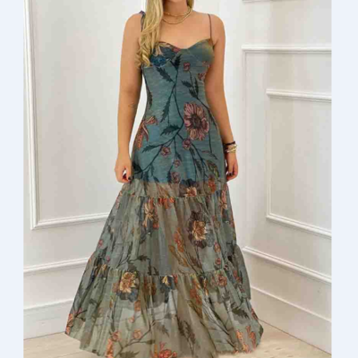 Sexy print sleepless sling dress