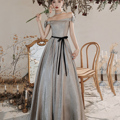 Simple satin long prom dress a line evening dress