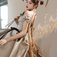 Simple satin long prom dress A line evening dress - Thumbnail 5