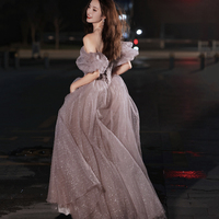 Pink tulle long prom dress pink evening dress - Thumbnail 2