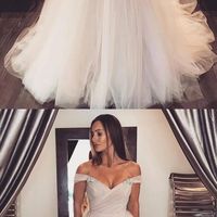 Sexy Off the Shoulder A-line Long Wedding Dress,701 - Thumbnail 1