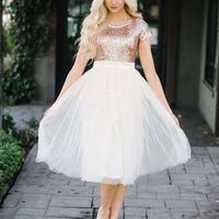 Knee Length Homecoming Dresses,Short Prom Dress with Sleeves,706 - Thumbnail 2