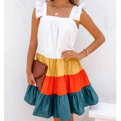 Casual loose ruffled backless sleeveless dress - Thumbnail 2