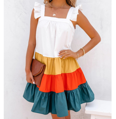 Casual Loose Ruffled Backless Sleeveless Dress