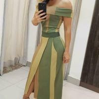 Sexy One-Shoulder Tight-Fitting Slit Dress - Thumbnail 1