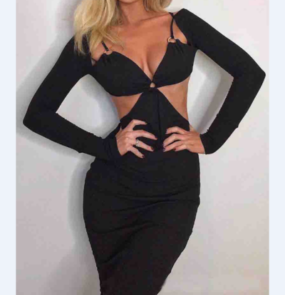 Solid Color Women'S Tight-Fitting Long Sleeve Dress