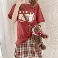 Cute Bunny And Toast Bread Graphic Cartoon Print Loose Short Sleeve T-shirt Aesthetic Casual Summer E-Girl Kawaii Korean Japanese Harajuku - Thumbnail 8