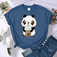 Cute Panda Bear Boba Bubble Milk Tea Graphic Cartoon Print Loose Short Sleeve T-shirt Aesthetic Casual Summer E-Girl Kawaii Korean Japanese Harajuku - Thumbnail 7