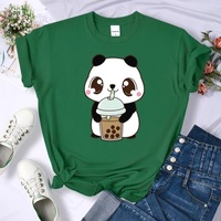 Cute Panda Bear Boba Bubble Milk Tea Graphic Cartoon Print Loose Short Sleeve T-shirt Aesthetic Casual Summer E-Girl Kawaii Korean Japanese Harajuku - Thumbnail 8