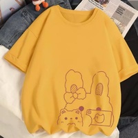 Cute Rabbit Bunny Camera Graphic Cartoon Print Loose Short Sleeve T-shirt Aesthetic Casual Summer E-Girl Kawaii Korean Japanese Harajuku - Thumbnail 5