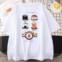 Cute Sushi Food Graphic Cartoon Print Loose Short Sleeve T-shirt Aesthetic Casual Summer E-Girl Kawaii Korean Japanese Harajuku - Thumbnail 6