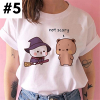 Cute White Cat Kitten Cartoon Print Loose Short Sleeve Shirt Aesthetic Casual E-Girl Kawaii Korean Japanese Harajuku - Thumbnail 5