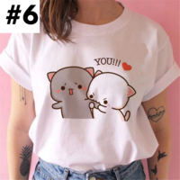Cute White Cat Kitten Cartoon Print Loose Short Sleeve Shirt Aesthetic Casual E-Girl Kawaii Korean Japanese Harajuku - Thumbnail 6