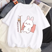 Cute Rabbit Boba Bubble Milk Tea Graphic Cartoon Print Loose Short Sleeve T-shirt Aesthetic Casual Summer E-Girl Kawaii Korean Japanese Harajuku - Thumbnail 1
