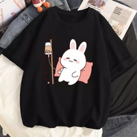 Cute Rabbit Boba Bubble Milk Tea Graphic Cartoon Print Loose Short Sleeve T-shirt Aesthetic Casual Summer E-Girl Kawaii Korean Japanese Harajuku - Thumbnail 4