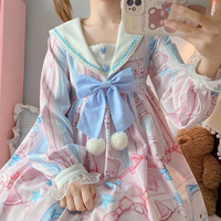 Sweet Sugar Candy Teddy Bear Sailor Collar Bow Long Sleeve Dress - Thumbnail 3