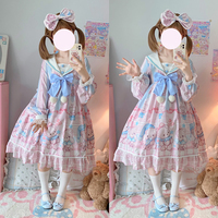 Sweet Sugar Candy Teddy Bear Sailor Collar Bow Long Sleeve Dress - Thumbnail 7