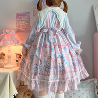 Sweet Sugar Candy Teddy Bear Sailor Collar Bow Long Sleeve Dress - Thumbnail 9