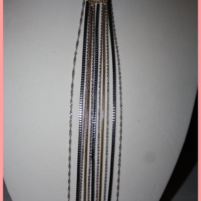 Gold & silver drop down chain necklace