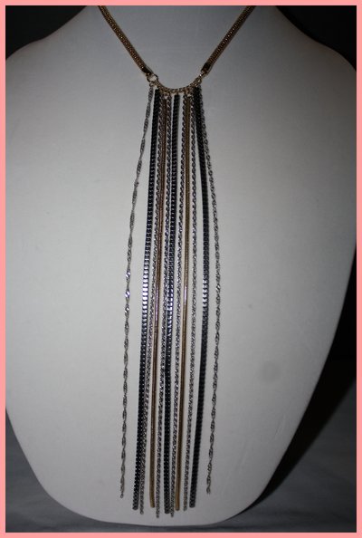 Gold & silver drop down chain necklace