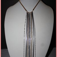 Gold & Silver Drop Down Chain Necklace - Thumbnail 1