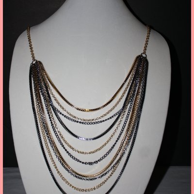 Gun metal & gold chain necklace
