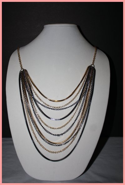 Gun metal & gold chain necklace