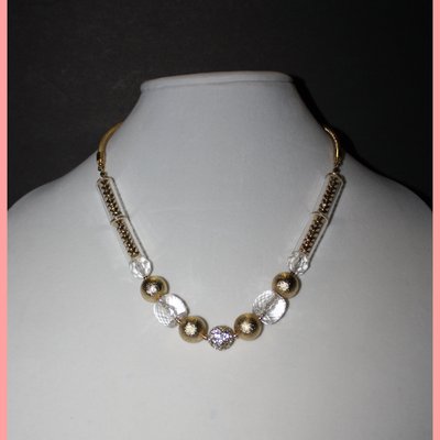 Gold & clear beaded necklace