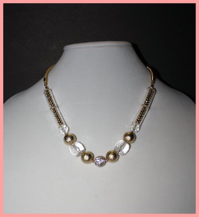 Gold & clear beaded necklace