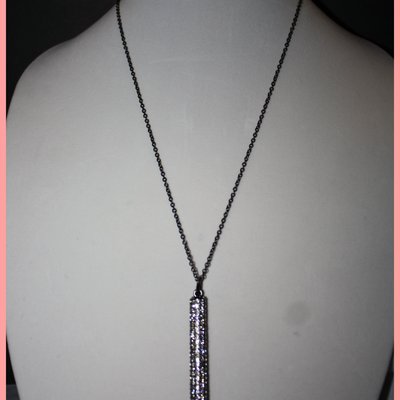 Gun metal bling drop necklace with matching bracelet