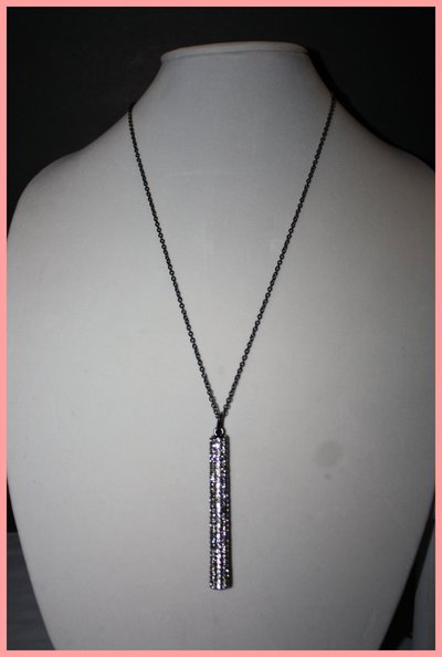 Gun metal bling drop necklace with matching bracelet