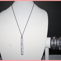 Gun Metal Bling Drop Necklace with matching Bracelet - Thumbnail 3