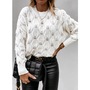 Loose Women'S Solid Color Round Neck Bubble Bead Loose Knit Sweater-1