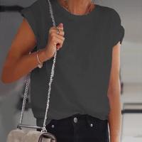 Pure Color Casual Short Sleeve Shirt Top - Thumbnail 2