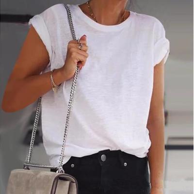 Pure color casual short sleeve shirt top