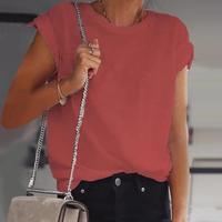 Pure Color Casual Short Sleeve Shirt Top - Thumbnail 3