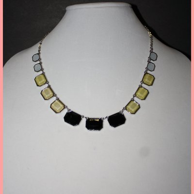 Yellow/black/white square necklace