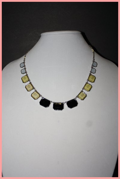 Yellow/black/white square necklace