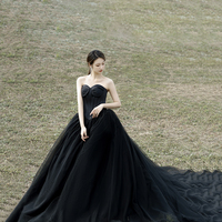 Black tulle long ball gown dress evening gown - Thumbnail 3