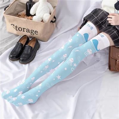 Jelly Fish Rabbit Print  Knee Socks