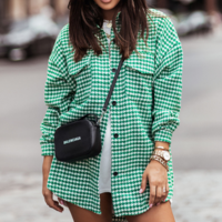 Women'S Fashion Houndstooth Long Sleeve Coat - Thumbnail 1