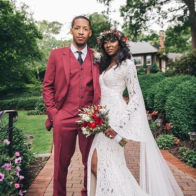 Sexy lace mermaid wedding dresses v neck long sleeve appliqued strapless bridal gowns backless bridal gowns vestido de novia wedding dress,713