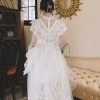 White tulle lace long prom dress evening dress - Thumbnail 6