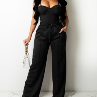 Solid Color Fashion Women'S Sleeveless Sling Vest Two-Piece Set - Thumbnail 2