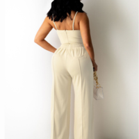 Solid Color Fashion Women'S Sleeveless Sling Vest Two-Piece Set - Thumbnail 3