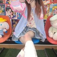 Rabbit Cake Checker Pastel Color Bomber Jacket - Thumbnail 2