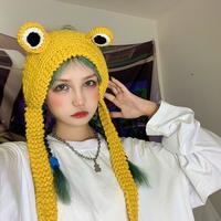 Kawaii Frog Embroidery Beanies Knit Hat - Thumbnail 4