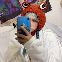 Kawaii Frog Embroidery Beanies Knit Hat - Thumbnail 5