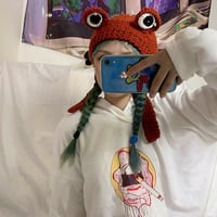Kawaii Frog Embroidery Beanies Knit Hat - Thumbnail 6
