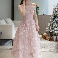Pink tulle lace short prom dress homecoming dress - Thumbnail 2